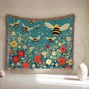 Floral woven blanket, floral tapestry, colorful woven blanket, woven blanket flower, wildflower blanket, floral throw blanket