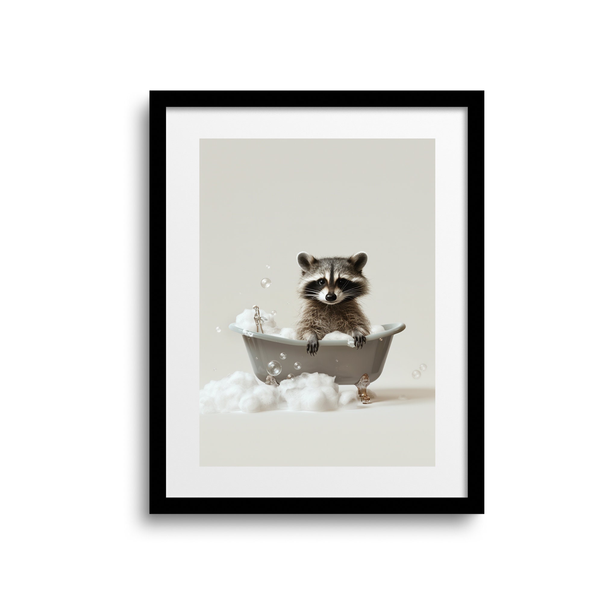 Raccoon in Bathtub Art Print: Funny Bathroom Animal Poster (digital ...