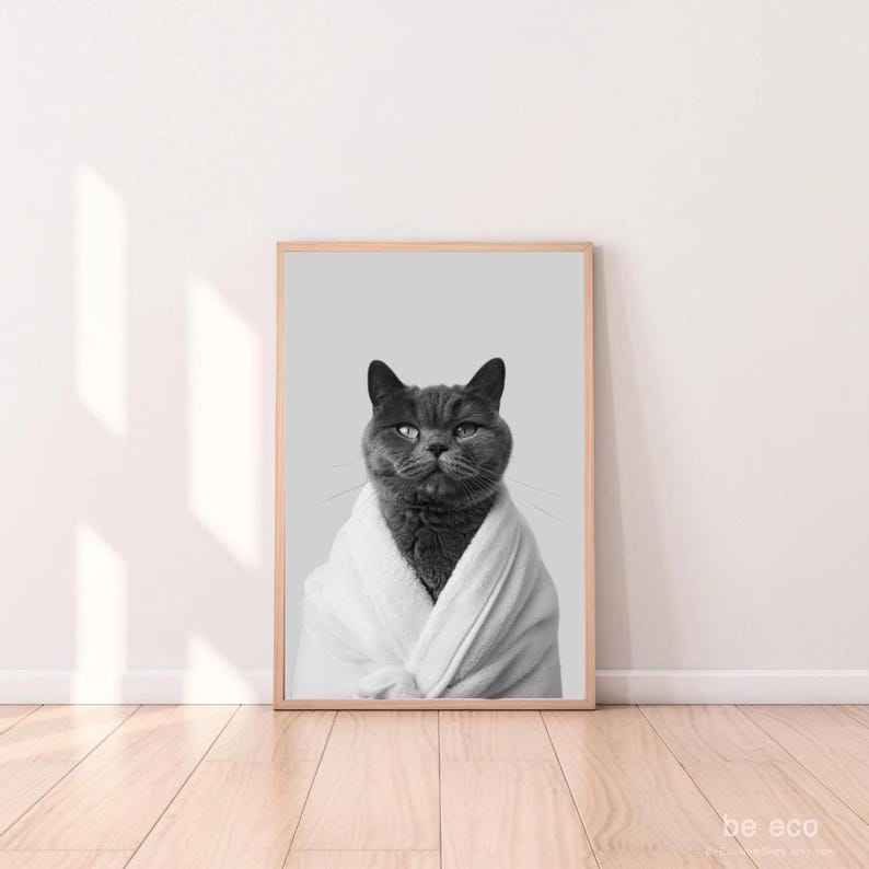 British Shorthair, Cat Bathroom Print, Toddler Bathroom Decor, Funny