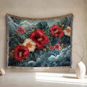 Floral woven blanket, floral tapestry, colorful woven blanket, woven blanket flower, blanket for grandma, woven throw blanket nature
