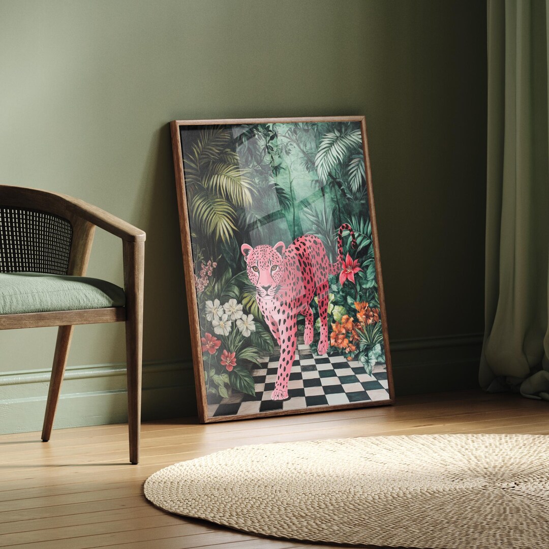 Leopard Art Print: Maximalist Hot Pink Animal Decor (digital Download ...