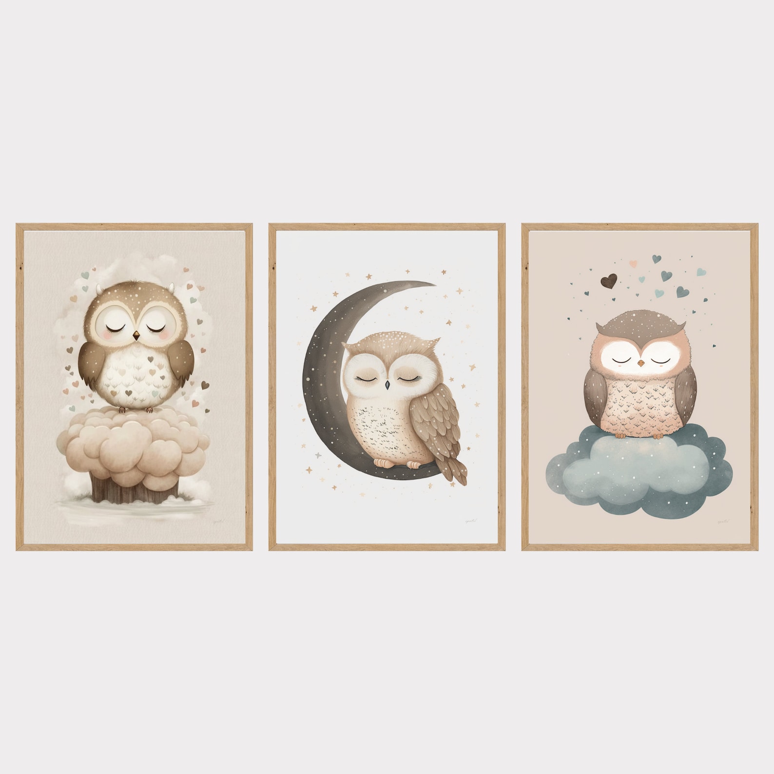 Set of 3, Owl, Wall Art Nursery, Nursery Wall Art, Printable Owl Art, Kids Room Decor, Cute ...