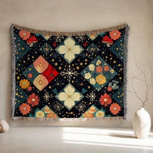 Floral woven blanket, floral tapestry, colorful woven blanket, woven blanket flower, wildflower blanket, blanket for grandma