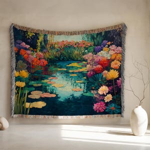 Garden blanket, Floral woven blanket, floral tapestry, woven throw blanket nature, colorful woven blanket, woven blanket flower