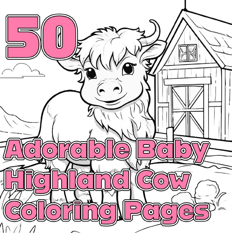 Adorable Baby Highland Cow Coloring Pages Instant Digital - Etsy