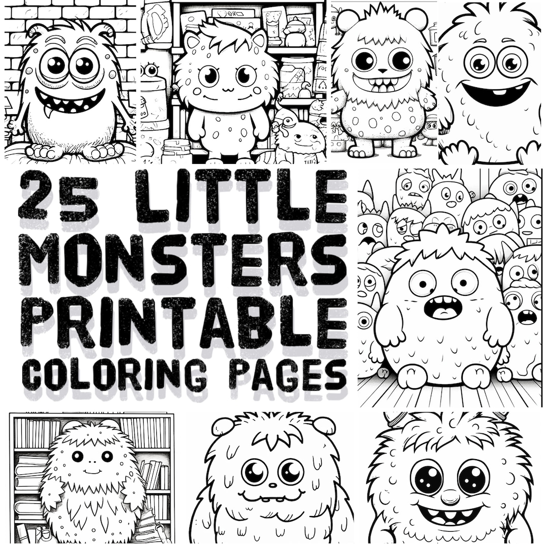 25 Little Monsters Printable Coloring Pages - Etsy