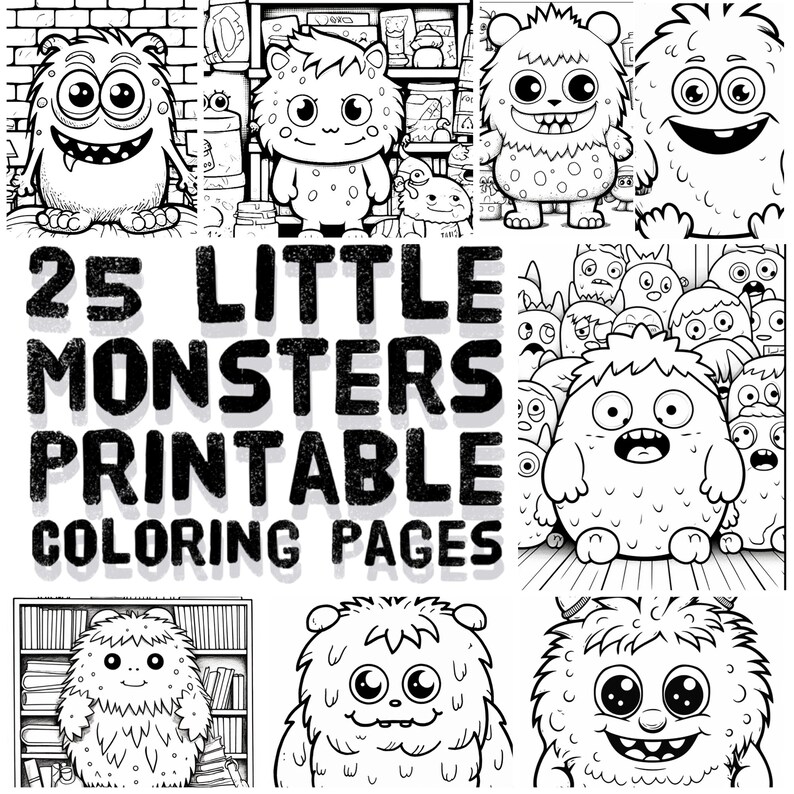 25 Little Monsters Printable Coloring Pages - Etsy