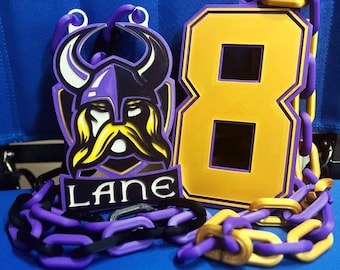 Custom Oversized Sports Spirit Chains perfect for Football, Baseball, Hockey, Soccer, High School, Club Teams, Businesses, trade shows.