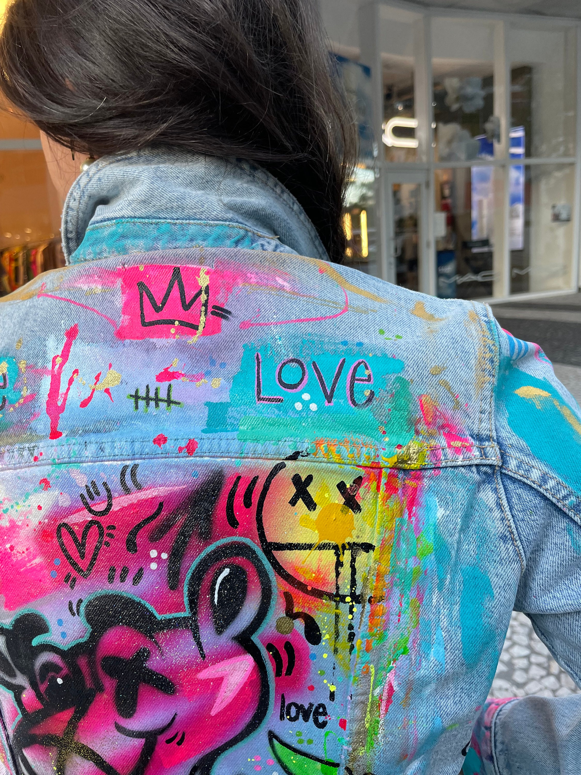Custom Hand-painted Jeans Jacket for Women | Pink Panther - Etsy