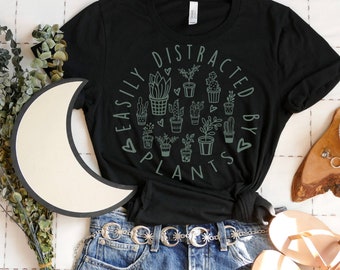Easily Distracted By Plants Shirt, Plant Love Shirt, Plant Lover Gift, Plant Lover Tee, Unisex Jersey Short Sleeve Tee, Gardening Shirt