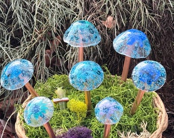 Bubble Glass Mushrooms (set of 3:  small, medium, large)