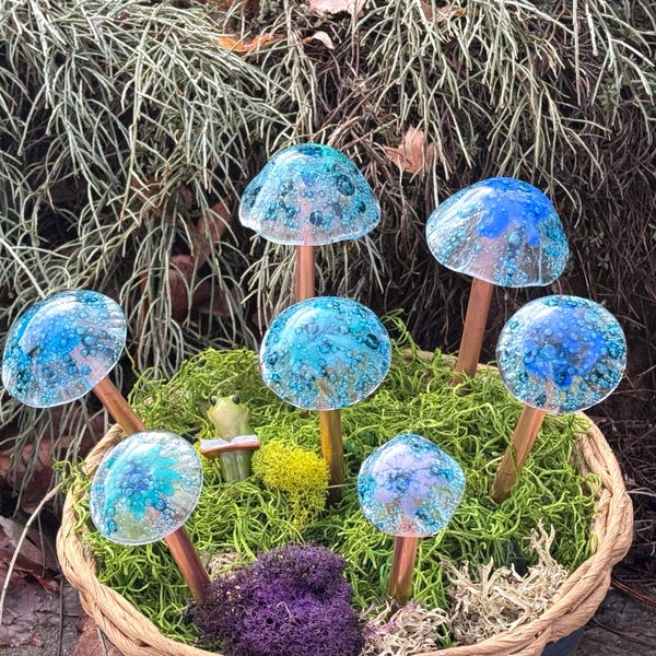 Bubble Glass Mushrooms (set of 3:  small, medium, large)