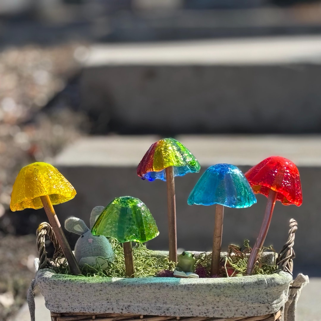 Stained Glass Mushrooms Garden Art - Etsy