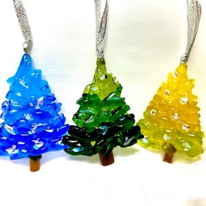 Fused Glass Christmas Tree Ornaments