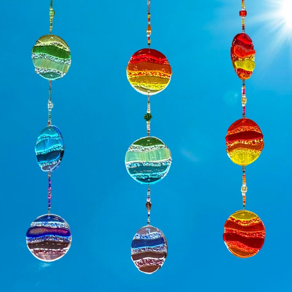 Rainbow Shapes Suncatcher - Glass Garden Home Decor - Van Awning - Mother's Day Gift