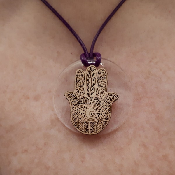 Hamsa Necklace - laser cut and engraved