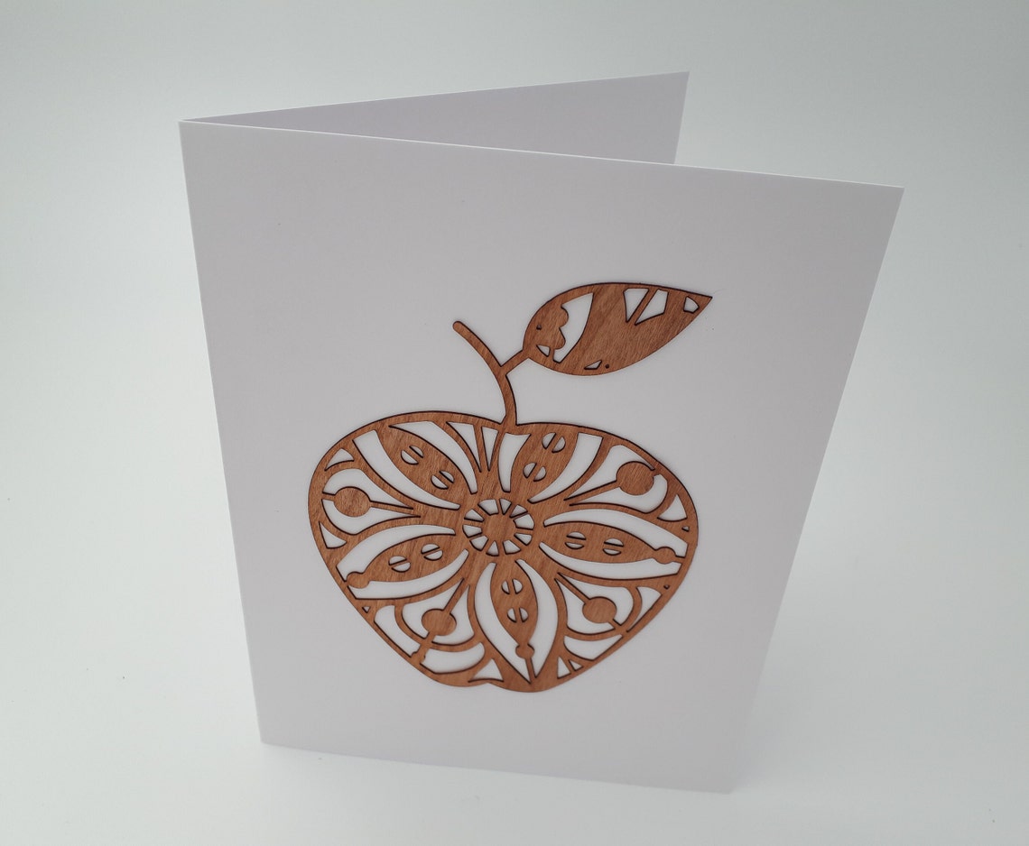Pack of 10 Real Wood Veneer and Paper Premium Greeting Cards With Laser ...
