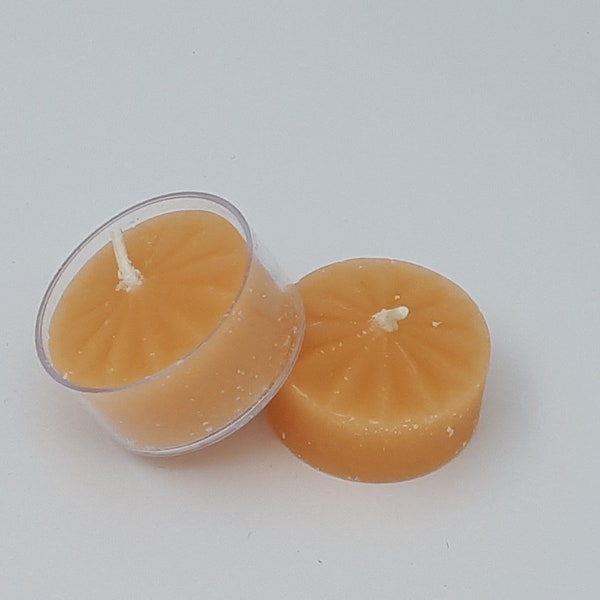 100% Beeswax Tealight Candles - with or without plastic cups (refills)
