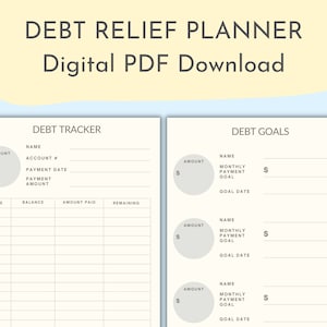 Planificador de deuda minimalista, Alivio de deuda, Mensual, Semanal, Gestión financiera, Ingresos, Rastreador de tarjetas de crédito, Descarga digital, PDF imprimible