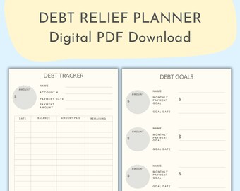 Minimalist Debt Planner, Debt Relief, Monthly, Weekly, Finance Management, Income, Credit Card Tracker, Digital Download, Printable PDF