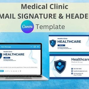 Medizinische Klinik E-Mail-Signatur, Arztpraxis E-Mail-Kopfzeile, bearbeitbare E-Mail-Fußzeile, anpassbare Canva-Vorlage, digitaler Download