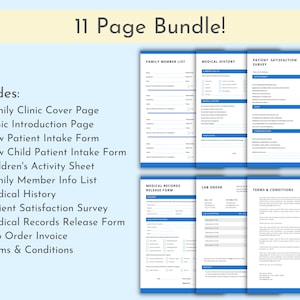 Family Clinic, Medical Forms Template, New Patient Intake, Adults and ...