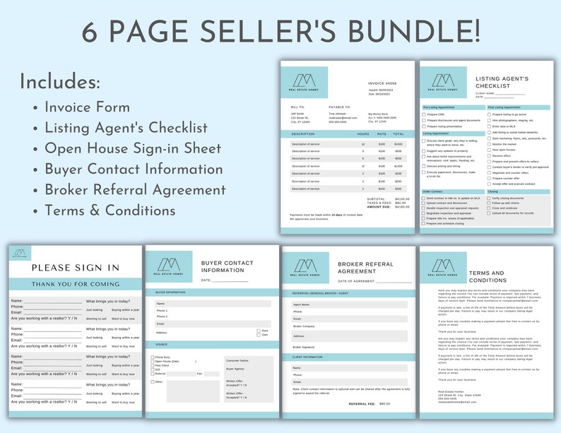 Real Estate Seller Forms, Home Sale Documents, for Agents, Small