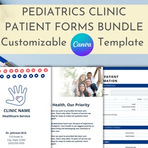 Pädiatrische Klinik Formulare Bundle, Canva Vorlage, Neues Kind Patienteninformationen, Anamnesedokument, Klinik Papierkram, Digitaler Download