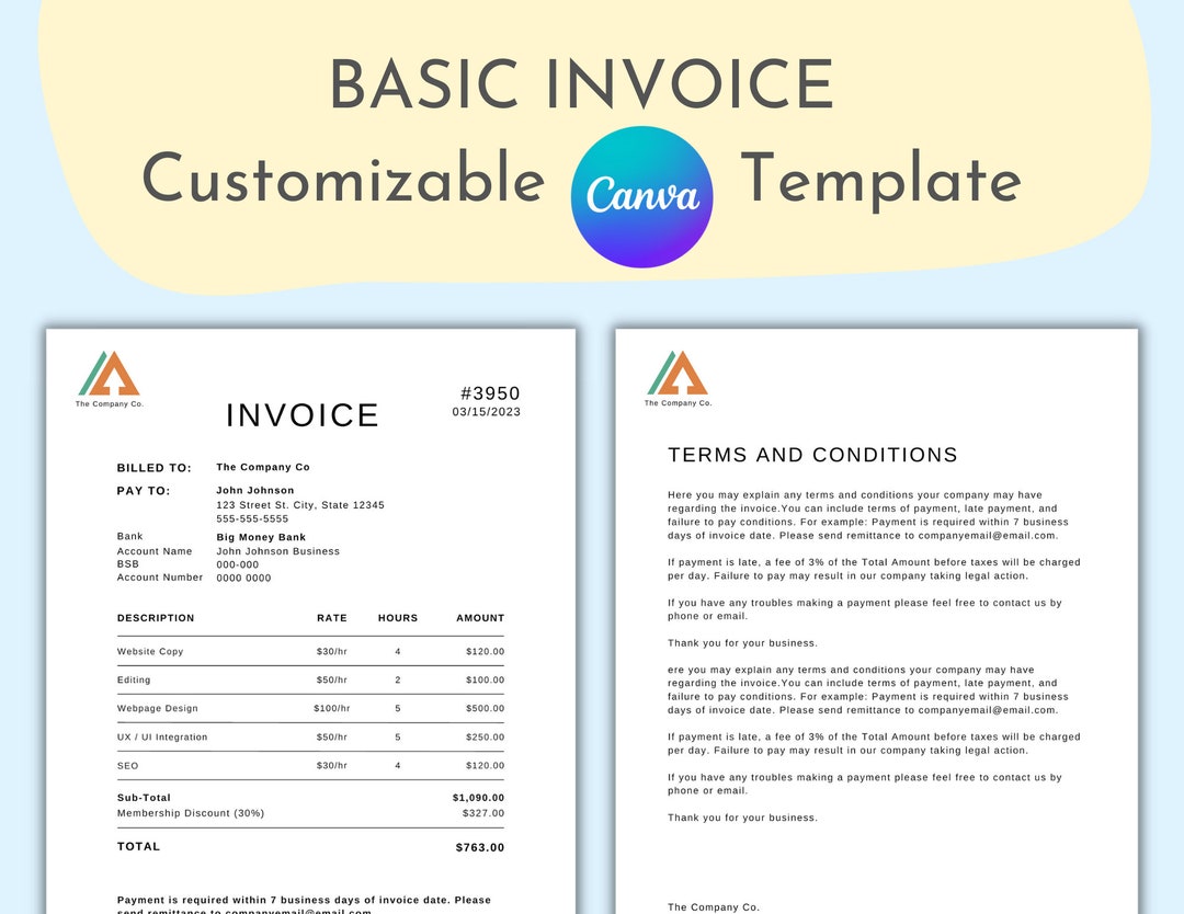 Business Invoice, Simple Design, Minimalist, Online Business ...