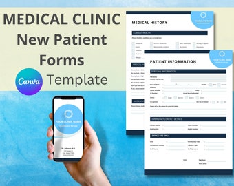 New Patient Form, Medical Clinic, Dentist Office, Customizable Canva Template, Patient Information, Medical History, Digital Download
