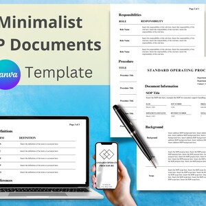 Minimalist SOP Document, Standard Operating Procedure Template, Business Management Form, Document Template, Customizable Canva Template