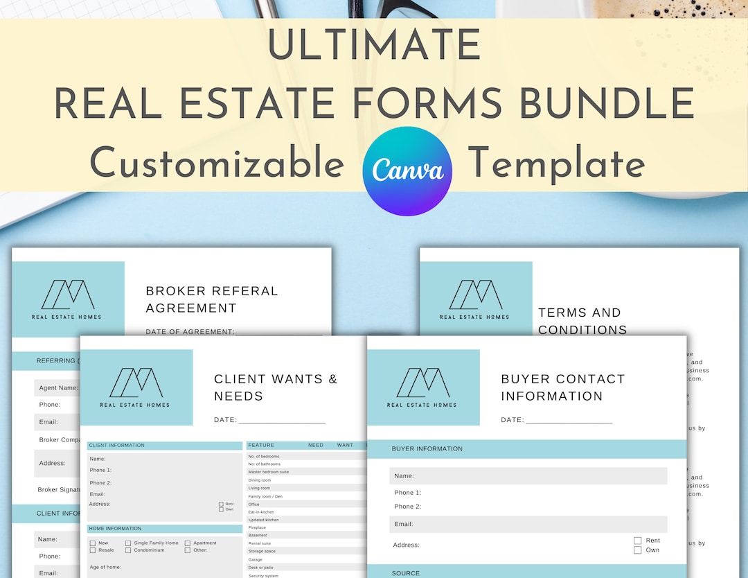 Real Estate Forms, Ultimate Bundle, Customizable, Canva Template ...