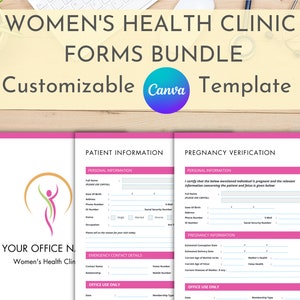 Women&#39;s Health Clinic, New Patient Form, Patient Information, Medical History, OBGYN, Custom Document, Canva Template, Digital Download