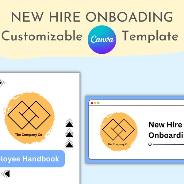 New Hire Onboarding Template, New Employee Presentation, Handbook, Customizable Digital Canva Template, Marketing Company, Online Business