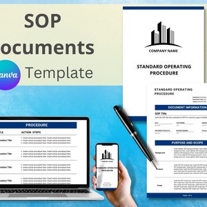 SOP Document, Standard Operating Procedure Form, Business Document Template, Business Operations, Customizable Canva Template