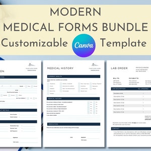 Neues Patientenformular, moderne medizinische Formulare, Klinikdokument, Zahnarztpraxis, Patientenaufnahme, Anamnese, Anpassbare Canva-Vorlage