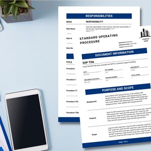 SOP Document, Standard Operating Procedure Form, Business Document ...