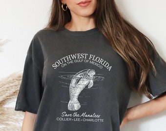 Comfort Colors Save the Manatees Tee, Chubby Mermaid T-Shirt, Southwest Florida TShirt, Manatee Sea Cow Gifts Shirt, Marine Biology Ocean