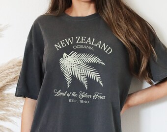 Comfort Colors New Zealand T-Shirt, Land of the Silver Ferns Shirt, Visit New Zealand T-Shirt, Oceania Travel, New Zealander Pacific Ocean