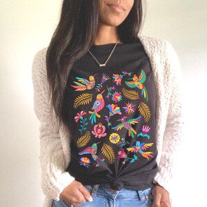 Colorful Mexican Birds TShirt, Otomi Style Bird Shirt, Vintage Floral Tee, Visit Mexico Shirt, Mexican Latina Gift, Cabrona Pero Cute Tee image 5