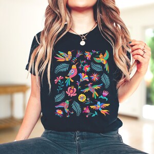 Colorful Mexican Birds TShirt, Otomi Style Bird Shirt, Vintage Floral Tee, Visit Mexico Shirt, Mexican Latina Gift, Cabrona Pero Cute Tee image 8