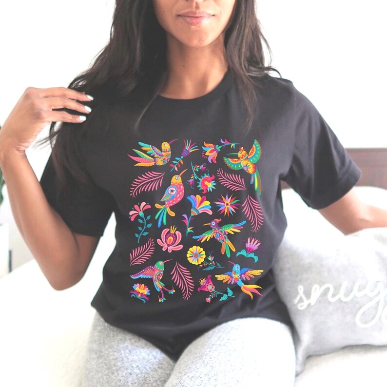 Colorful Mexican Birds TShirt, Otomi Style Bird Shirt, Vintage Floral Tee, Visit Mexico Shirt, Mexican Latina Gift, Cabrona Pero Cute Tee image 8
