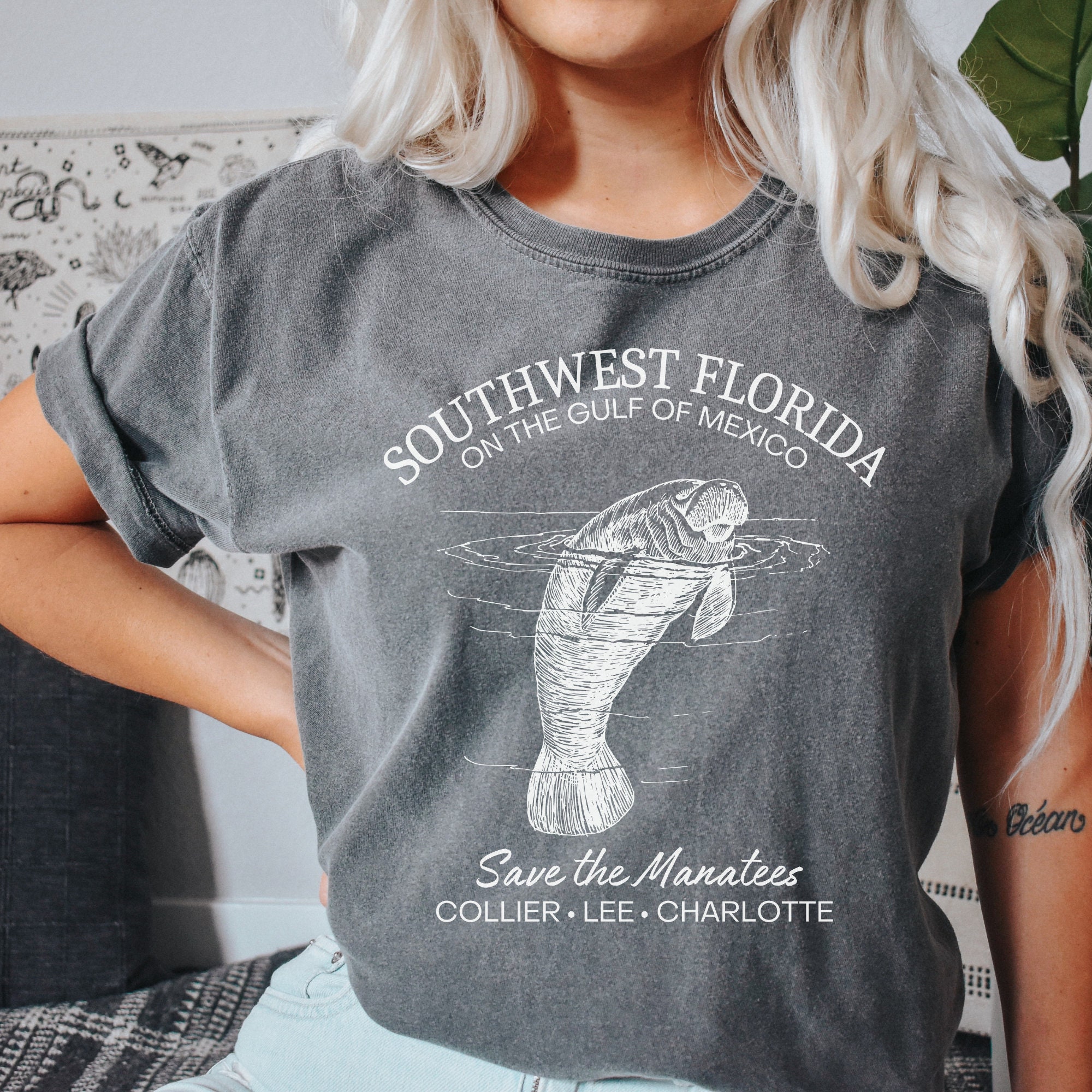 Save the Manatees, Southwest Florida Gulf Coast Tshirt, Chubby Mermaid