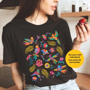 Colorful Mexican Birds TShirt, Otomi Style Bird Shirt, Vintage Floral Tee, Visit Mexico Shirt, Mexican Latina Gift, Cabrona Pero Cute Tee