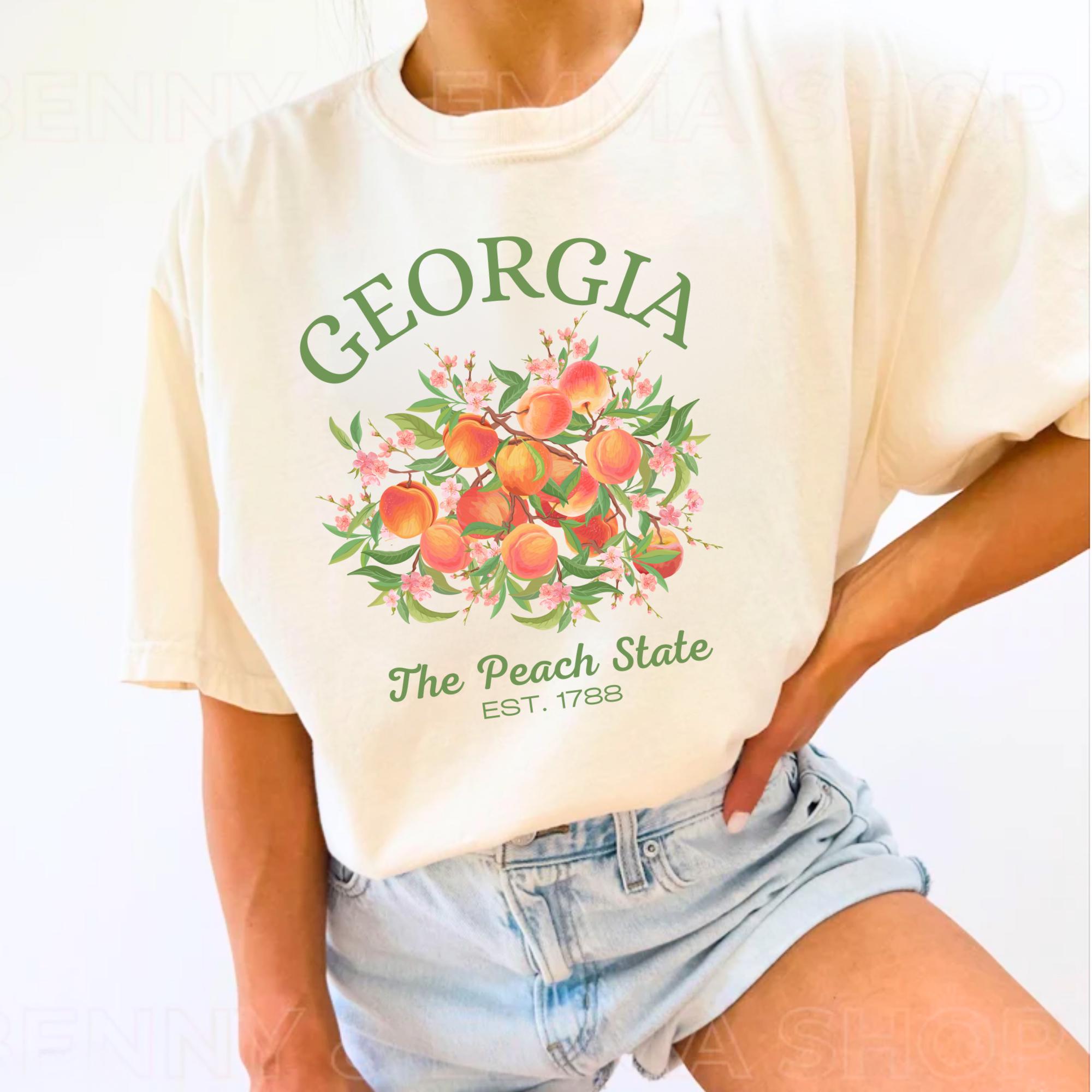 Comfort Colors Visit Georgia, Georgia Native T-Shirt, The Peach State TShirt, Farmers Market Tee, Vegan Fruit Lover Gift, Georgia Vacation