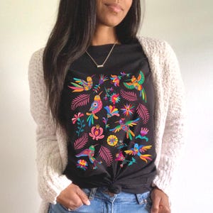 Colorful Mexican Birds TShirt, Otomi Style Bird Shirt, Vintage Floral Tee, Visit Mexico Shirt, Mexican Latina Gift, Cabrona Pero Cute Tee image 5
