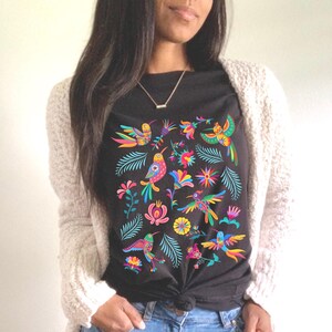 Colorful Mexican Birds TShirt, Otomi Style Bird Shirt, Vintage Floral Tee, Visit Mexico Shirt, Mexican Latina Gift, Cabrona Pero Cute Tee image 7