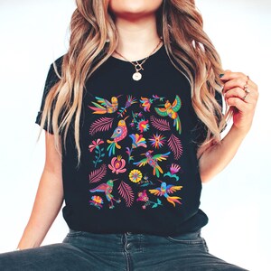 Colorful Mexican Birds TShirt, Otomi Style Bird Shirt, Vintage Floral Tee, Visit Mexico Shirt, Mexican Latina Gift, Cabrona Pero Cute Tee image 9