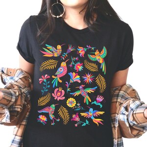 Colorful Mexican Birds TShirt, Otomi Style Bird Shirt, Vintage Floral Tee, Visit Mexico Shirt, Mexican Latina Gift, Cabrona Pero Cute Tee image 6