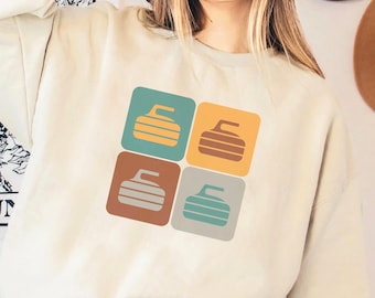 Cozy Retro Curling Sweatshirt, Vintage Curling Apparel, Curling Stone Shirt, Curling Club Sweatshirt, Winter Sports,  Curling Pullover